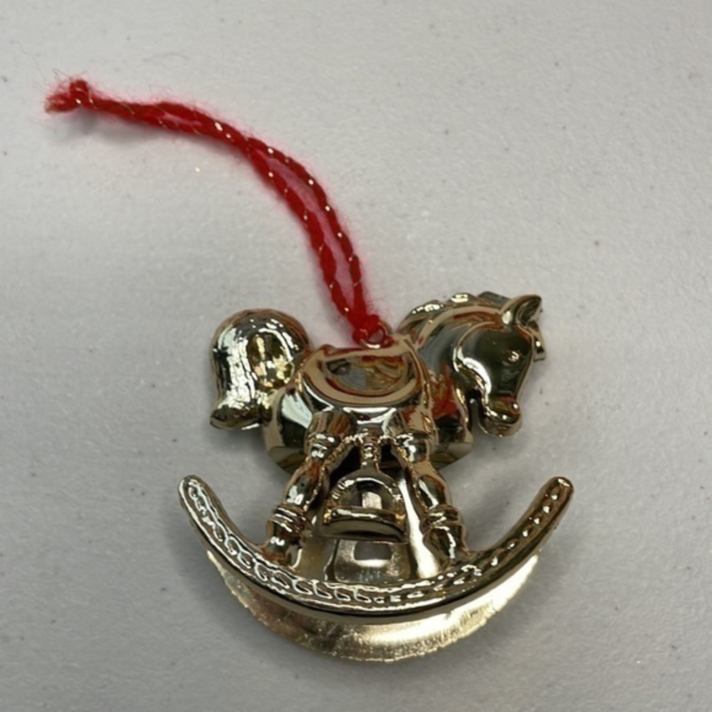 Vintage Goldtone Rocking Horse Christmas Ornament Avon 1978 Rocking Horse